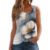 Women's Pleated Square Collar Sleeveless Vest Print T-shirt