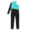 Girls One Mesh Sleeve Full Body Cover Jumpsuits Gymnastics Ballet Modern Dance Uniform Unitard Ice Skating Competition Costume