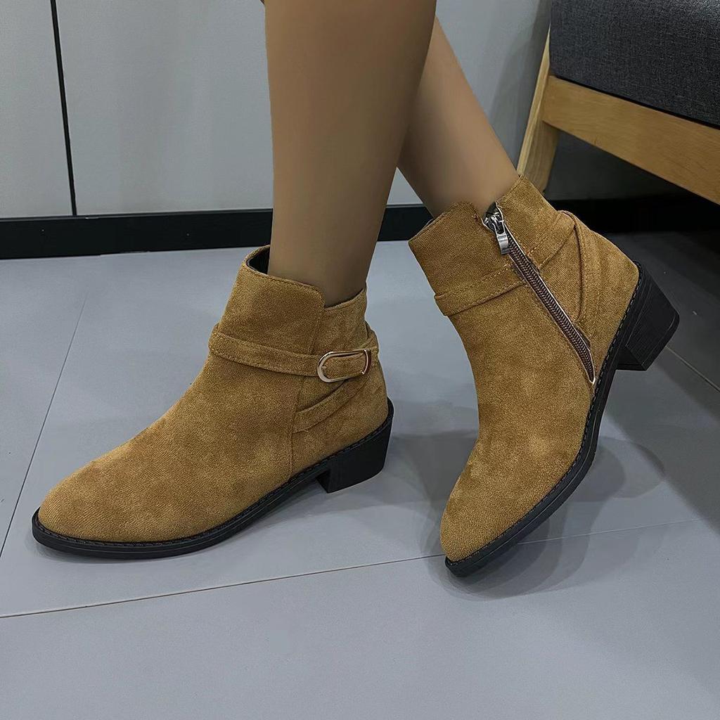 Fashion Versatile Comfortable with Skirt Women's Skinny Boots 2025 Autumn and Winter New Retro Side Zipper Short Boots Women's