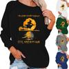 Women's Casual Fashion 2022 Halloween Print Long Sleeve  Pullover Top