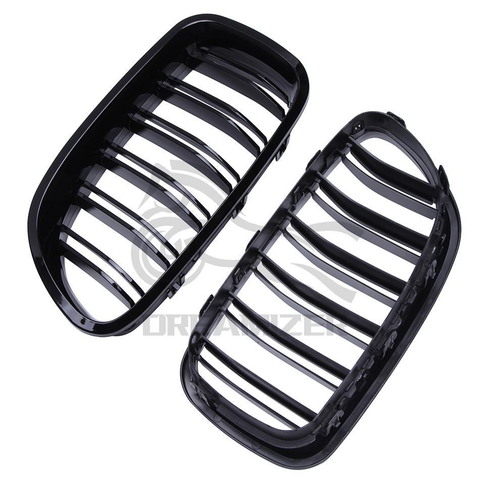 Автомобильный глянцевый черный гриль для почек с двумя рейками, гоночный гриль для BMW 5 серии, для F10 F11 F18 528i 535i 2010-2016, замена