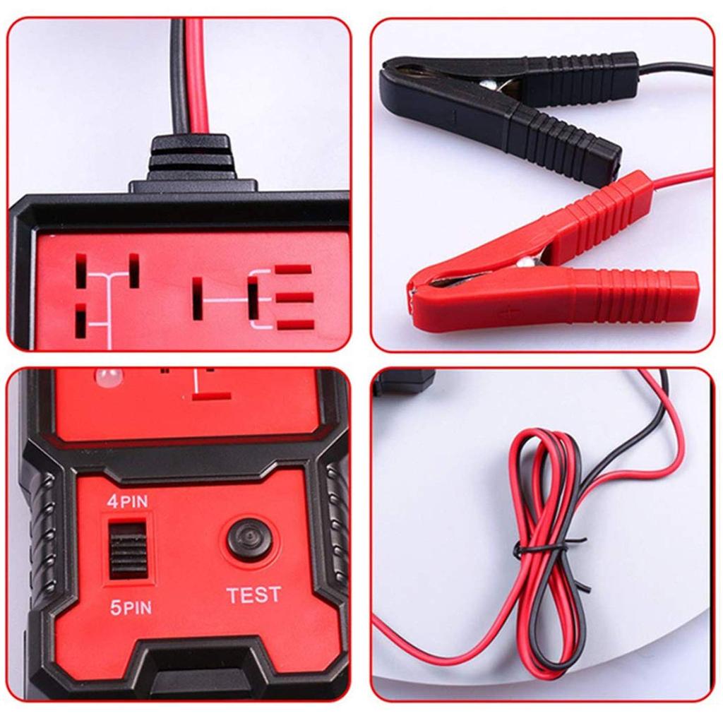 12 В электронный тестер автомобильных реле, инструменты для диагностики автомобильного аккумулятора с зажимами, тестер реле, автомобильный комплект для ремонта автомобилей (красный)