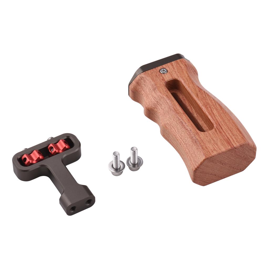 Universal Camera Cage Left Right Side Handle Wooden Hand Grip with 1 4 Screw Hole Cold Shoe Mount for Camera Cage