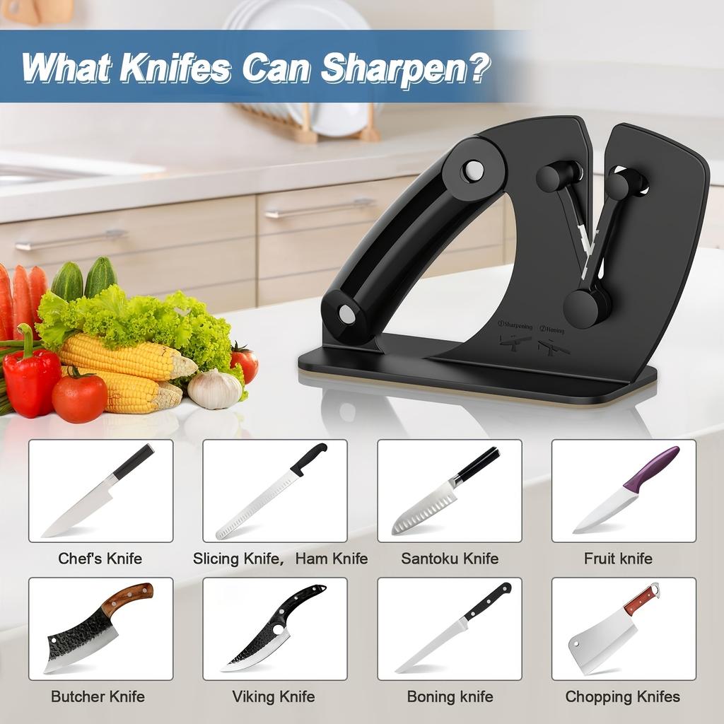 Premium Knife Sharpener with Ergonomic Handle - Restore Dull Blades with Tungsten Carbide for Steel Knives!