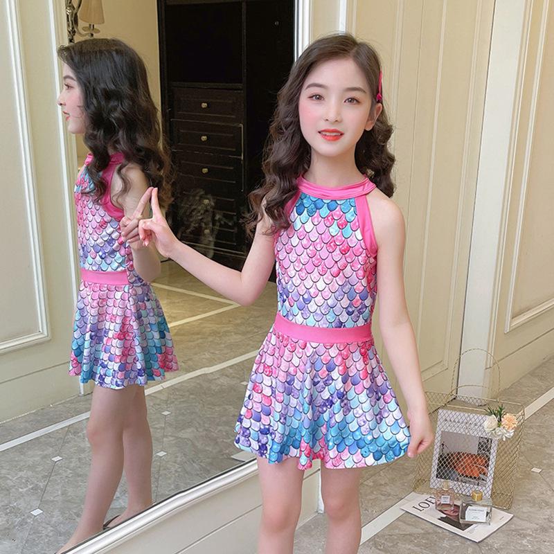 Детский мультяшный слитный купальник с юбкой для девочек 2024 года - Доступен для детей маленького и среднего возраста