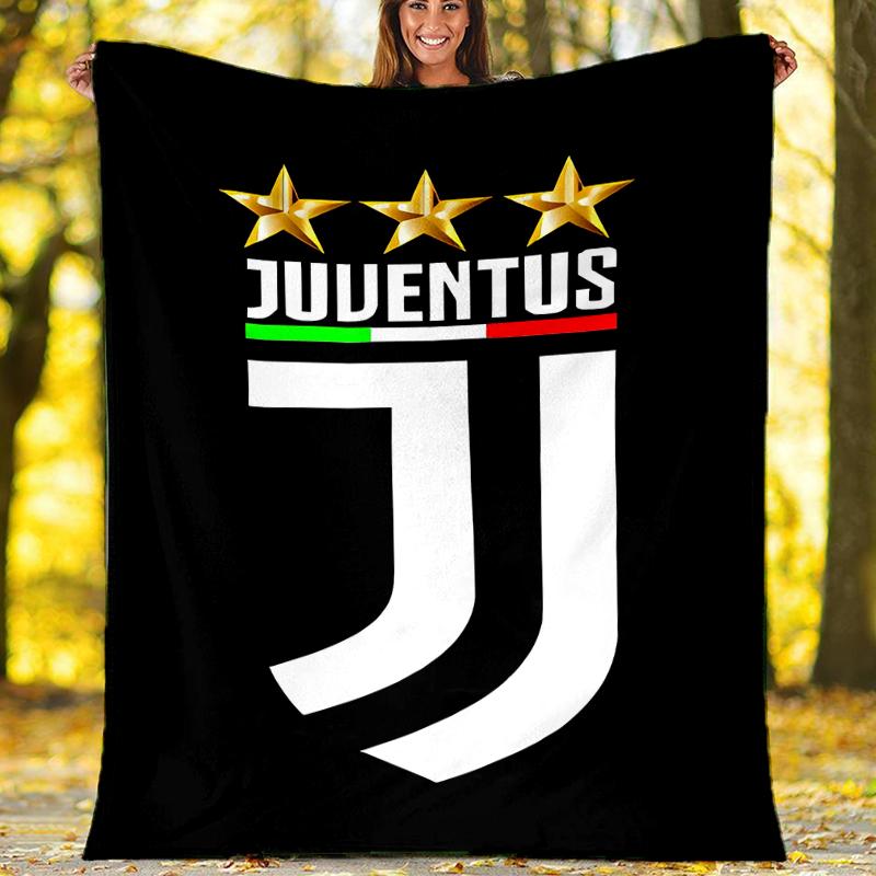 Juventus FC logo printed throw blanket—soft,warm;versatile blanket for all seasons—perfect as &air-conditioning throw,nap blanket