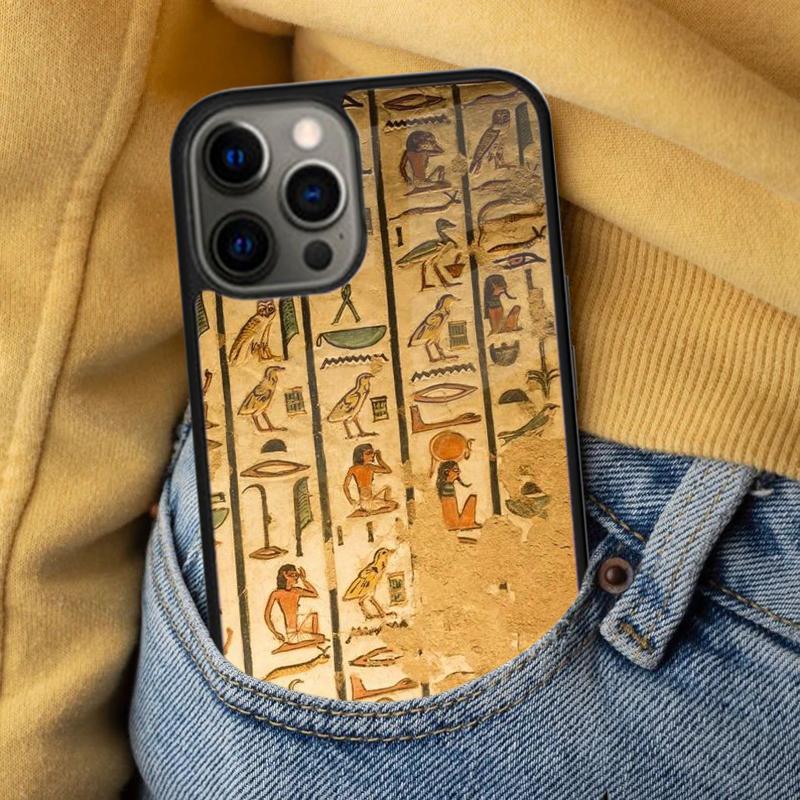 Egyptian Hieroglyphics Soft Phone Case for iPhone 17 Air 16e Pro max 15 Pro 13 14 Plus 11 12 MagSafe Magnetic Coque