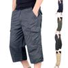 Men's Spring Summer Plus Size Solid Colour Work Shorts Casual Multi-Pocket Outdoor Seven Minute Trousers