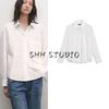 MD Spring and Summer Women's Clothing French Style Young Minimalist Asymmetric Hem Cotton Blend Long Sleeves Shirt 5135835