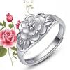 Регулируемое цветочное кольцо для женщин, винтажный стиль, позолоченное, открытое кольцо-манжета, модное ювелирное изделие, подарок