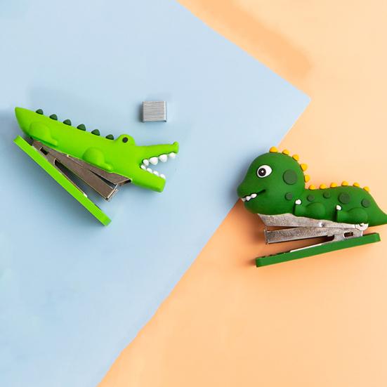 Mini Stapler for Desk Small Cute Stapler Crocodile Dinosaur Design Pocket Stapler Office Supply Accessory