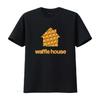 WAFFLE HOUSE Ретро Футболка Черная Большая винтажная Стиранная Унисекс мужская Стильный Топ Для Повседневной Носки Мягкая Повседневная Дышащая