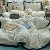 Class A Maternal Infant Grade Wrinkled Cloud Double-Layer Yarn Lace Quilt Cover, Bed Sheet 4-Pcs Set, Student Dormitory 3-Piece Set