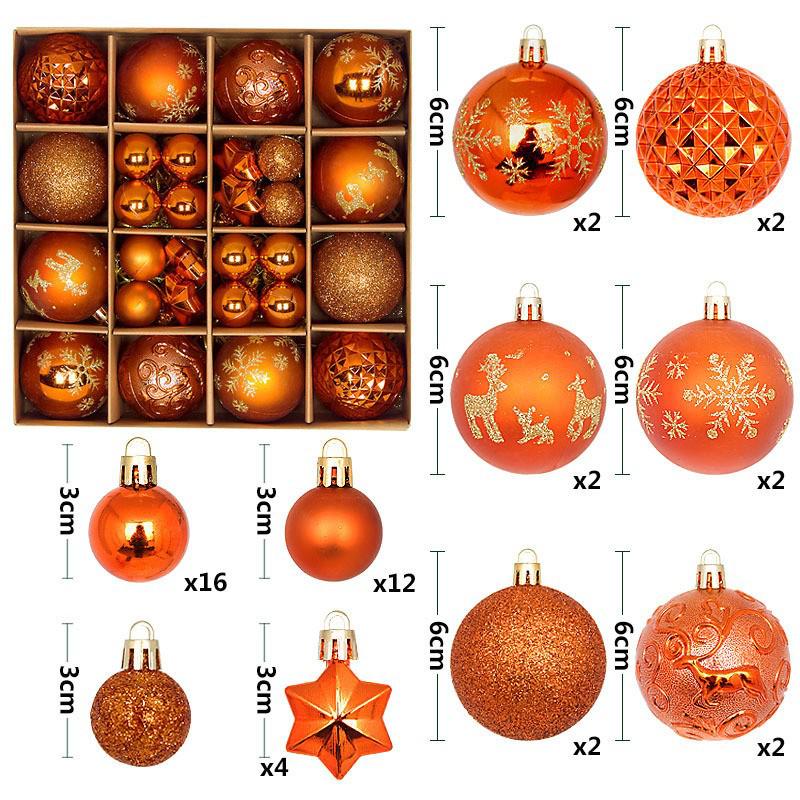 44-Piece Christmas Tree Decoration Set: 6cm Colorful PVC Hanging Balls