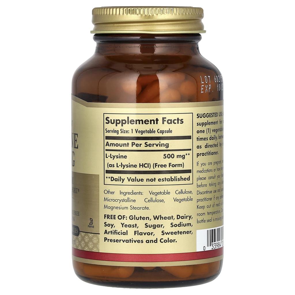 L-Lysine, Free Form, 500Mg, 100 Veggie Caps
