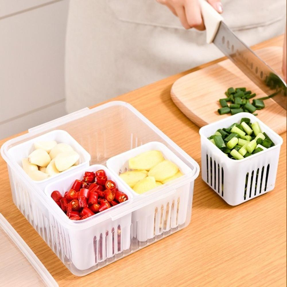 Four/Six Grids Onion Ginger Storage Container Transparent Food Fresh-keeping Holder Kitchen