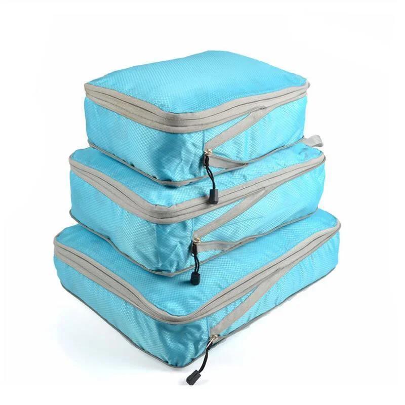 3Pcs/set Waterproof Travel Storage Bag Handbag Convenient Portable Foldable Compressible Packing Cubes Luggage Organizer Bags