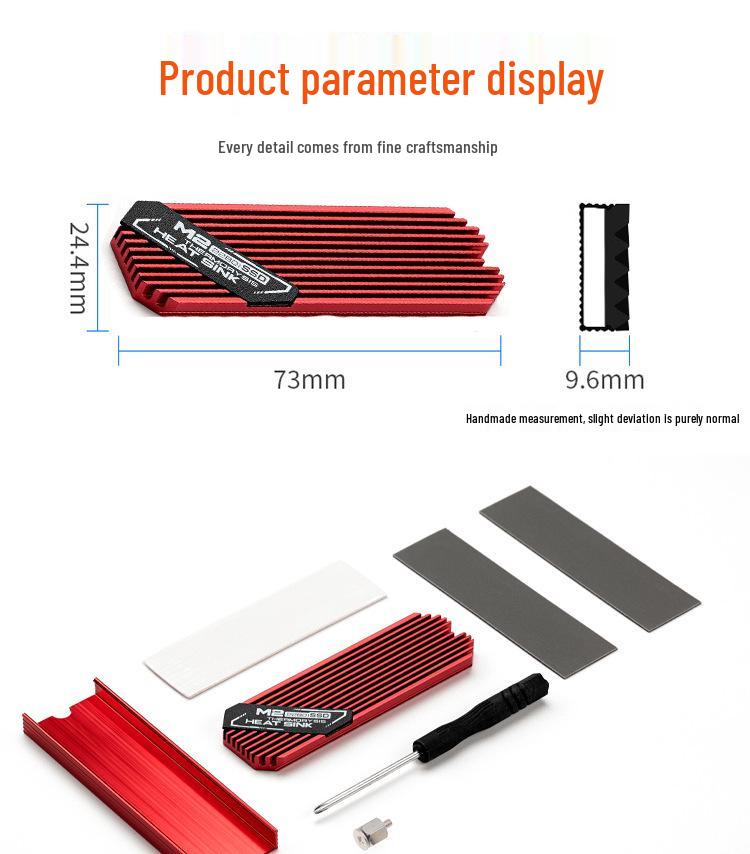 Радиатор для M.2 NVMe SSD с термопрокладкой, полностью алюминиевый, 2280