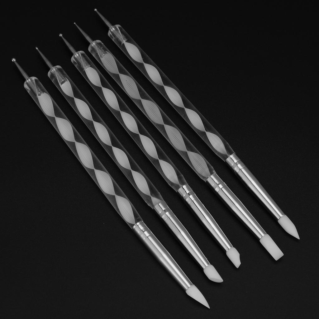 5pcs Nail Art Dotting Pen Dual Ended Nail Painting Pen   Carving Pen with Acrylic Handle