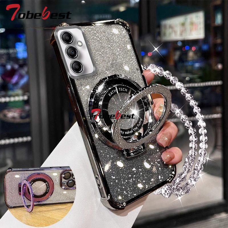 Противоударный кристальный браслет с гальваническим покрытием, чехол-подставка для телефона для Samsung Galaxy A16 A26 A36 A56 A06 A15 A25 A35 A55 A14 A24 A34 A54 5G