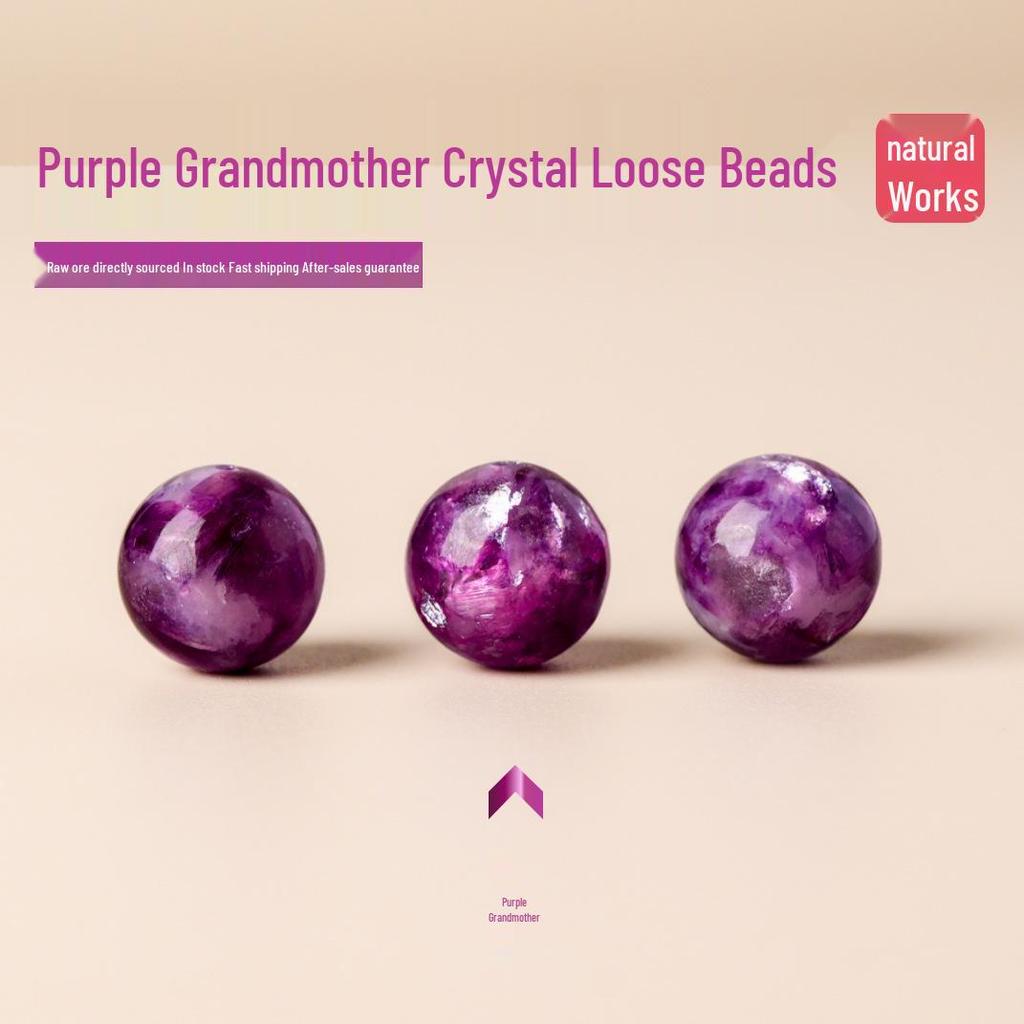 Натуральные фиолетовые аметист и лепидолит, круглые бусины для DIY браслетов, поштучно.