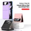 For Samsung Galaxy Z Flip 4 Case Luxury Skin Friendly Plain Liquid Silicone Mirror Film Folding Shockproof Protection Back Cover