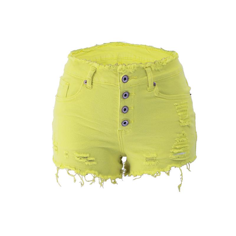 Женские джинсовые шорты весна/лето 2023 с пуговичной бахромой