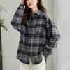 Spring New Top Loose and Thin Stacked Plaid Retro Shirt