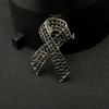 Awareness Black Ribbon Pin Rhinestone Crystal Funerals Memorial Pin  Funeral