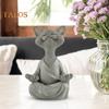 Meditating Cat Figurine Resin Zen Cat Sculpture Sit In Meditation Cat Ornament for Yoga Living Room Bedroom Office Gift for Cat Lover