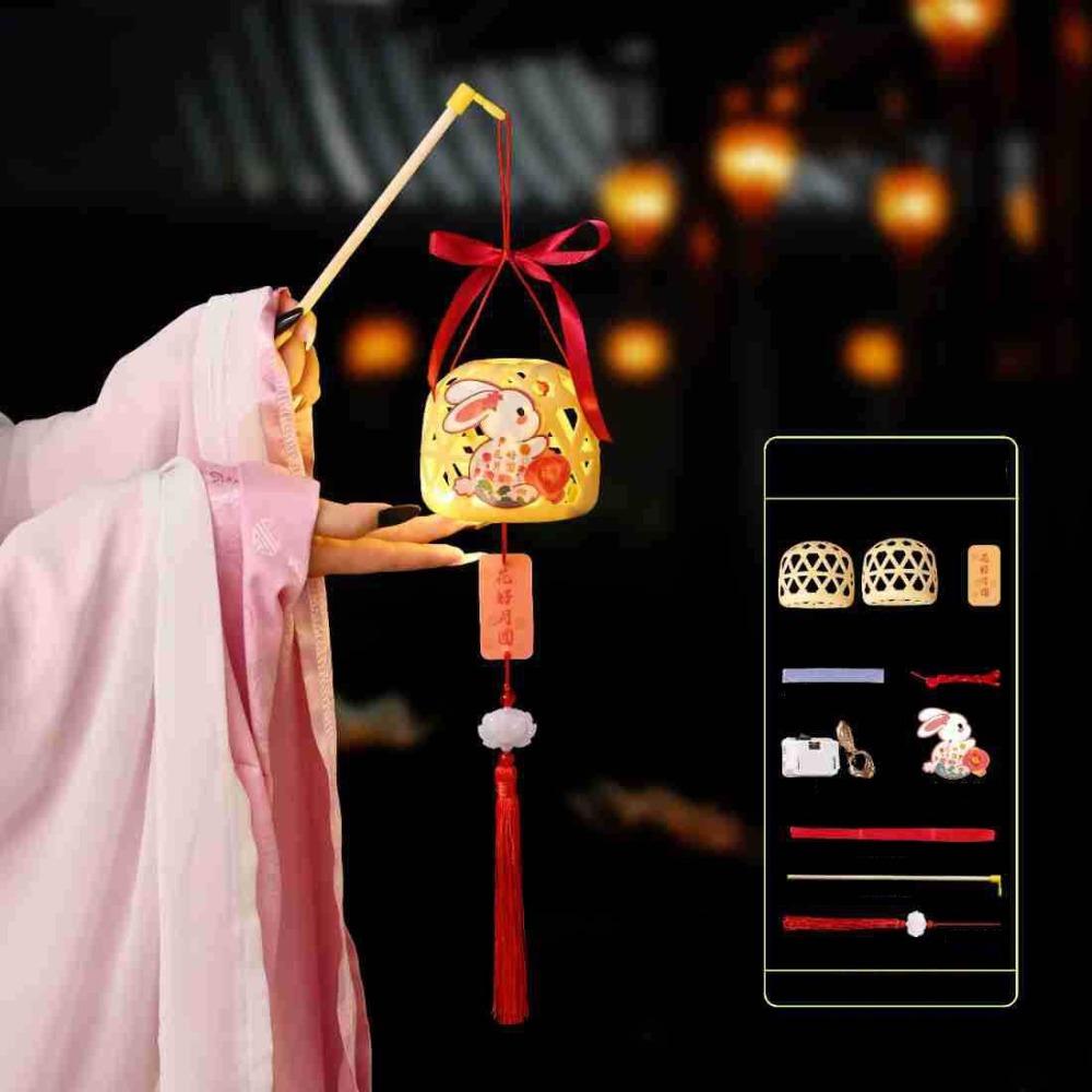 Светящийся фонарь ручной работы к Празднику середины осени, фонарь в виде кролика, ручной фонарь, детский подарок