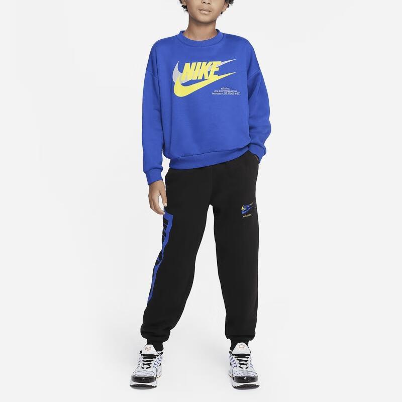 Nike Спортивная флисовая толстовка с круглым вырезом и длинными рукавами с логотипом и буквенным принтом Icon, детская толстовка Game-Royal DX5140-480