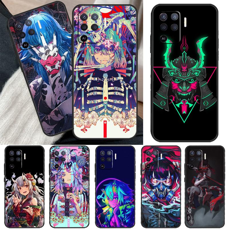 Чехол с изображением аниме Neon Oni Girl для OPPO A15 A16 A3S A5S A52 A72 A94 A74 A54 A83 A91 A93 A31 A5 A9 2020 A53 S