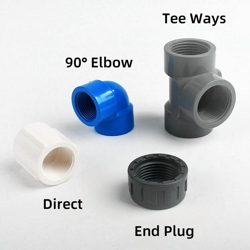 1/2 3/4 1 1.2 1.5 2-дюймовая труба из ПВХ с внутренней резьбой, прямой тройник, 3-ходовой адаптер для садового орошения, аквариумной трубы