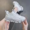 Сетчатые Дышащие На Высокой Платформе На Шнуровке Женская Обувь Женская Обувь Прозрачные Низкие Прозрачные Белые 39 Корейский 2025 Новый Городской А В