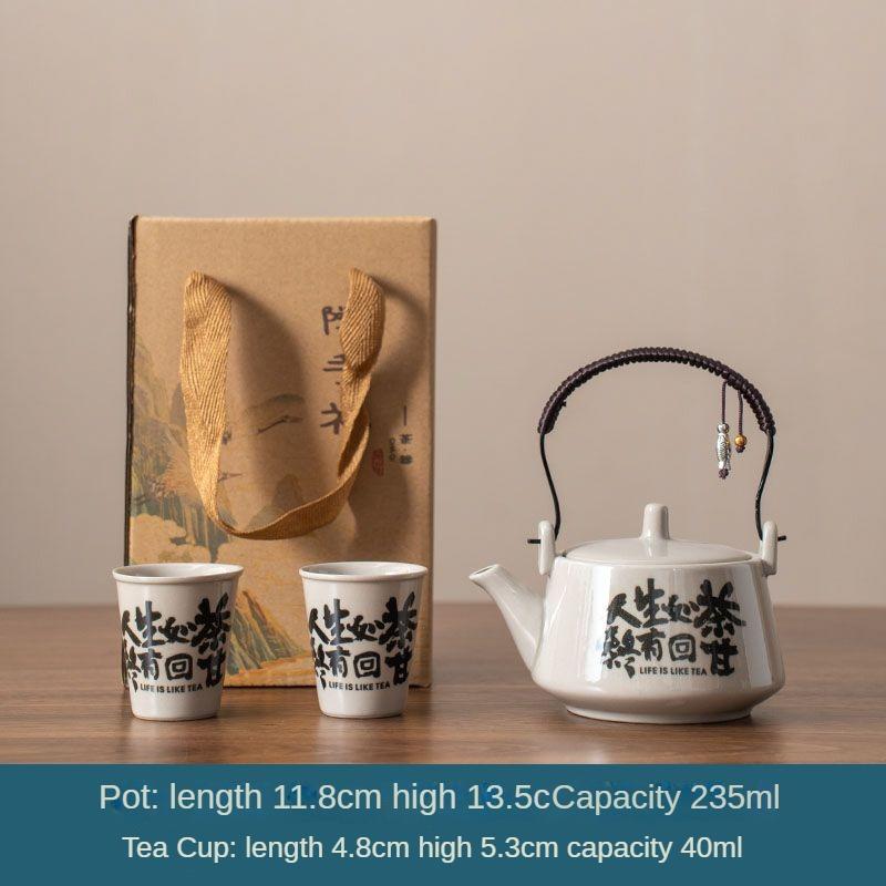 Creative Beam Teapot, One Pot, Two Cups Teapot, Tea Cup, Household Ceramic Tea Making, Kung Fu Tea Set, Gift Set, Gift Box Set