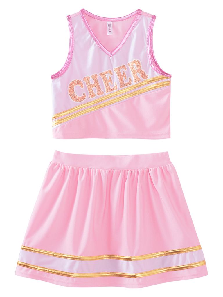 Сценический костюм для старшей школы, униформа Черлидинга на Хэллоуин, нарядное платье для косплея, детский комплект из 2 предметов, танцевальный комплект для школьницы