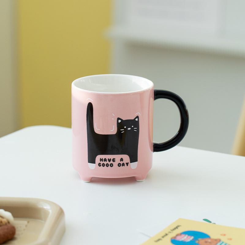 Абстрактная мультяшная кошка керамическая чашка для пары дома для завтрака кружка для молока офис послеобеденный чай кофейная чашка