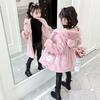 Girls' Faux Fur Winter Coat Girls Cotton Coat Medium and Large Children's Faux Mink Thickened Woolen Sweater