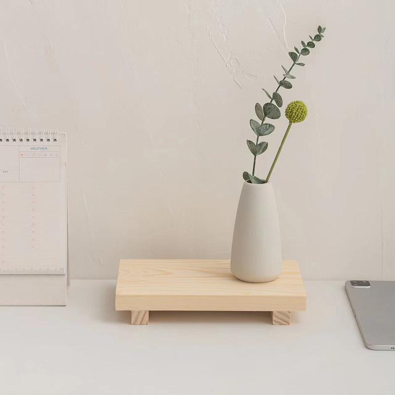 Retro Wooden Tray Pedestal Stand Bathroom Decor Vanity Hands Soap Scented Candle Storage Kitchen Seasoning Holder