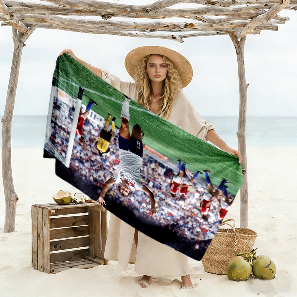 Football Legends Celebration Beach Towel Super Soft Microfiber Quickdry Fabric Comfortable Lightweight