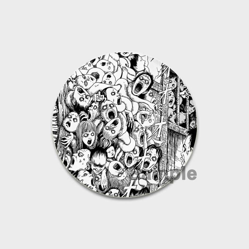 58 мм новая брошь с героями мультфильмов Дзюндзи Ито, аниме ужасов, эмалированная булавка из сплава, фильмы ужасов, аксессуары для творчества, детский подарок, 58 мм, значок с мультяшным рисунком