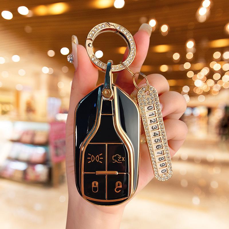 Подходит для нового чехла для ключа Maserati President Levante Всесторонний защитный чехол Сумка с пряжкой Geberit