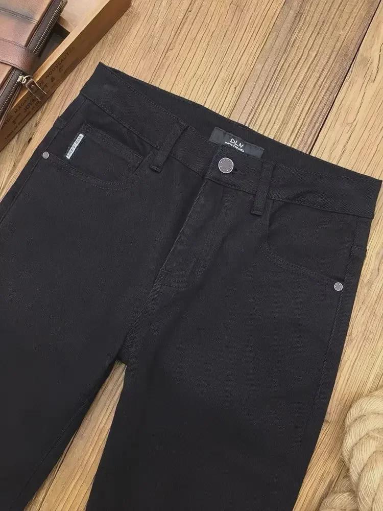 Мужские модные эластичные облегающие черные джинсы на осень и весну