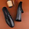 Fashion 2025 Luxury Brand Men's Leather Casual Shoes Massage Sole Loafers Minimalist Black Office Business Dress Shoes for Men's