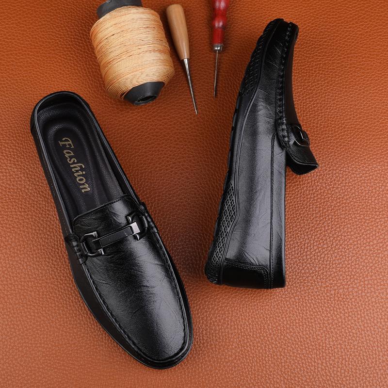 Fashion 2025 Luxury Brand Men's Leather Casual Shoes Massage Sole Loafers Minimalist Black Office Business Dress Shoes for Men's