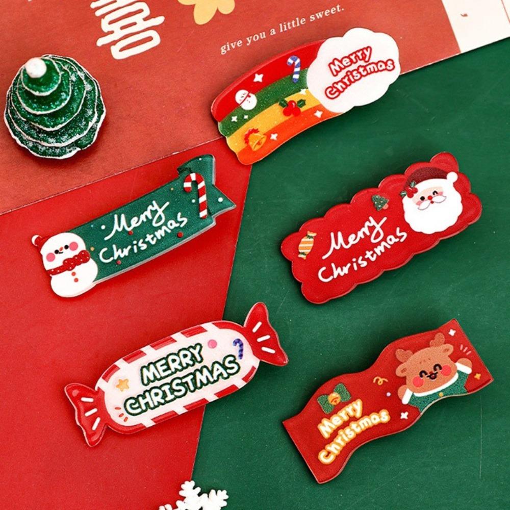 Мультяшная акриловая заколка для волос Рождественская заколка для волос Кавали Снеговик Боковая заколка Вечеринка