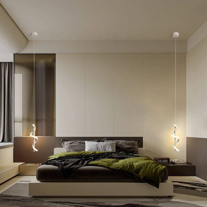 Светодиодная люстра в скандинавском стиле у кровати, современный минималистский, длинный, подвесной светильник, спальня, кабинет, бар, креативное подвесное освещение, роскошь