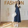 2024 Spring/Summer Korean Casual Denim Slimming Mid-Length Women's Dress