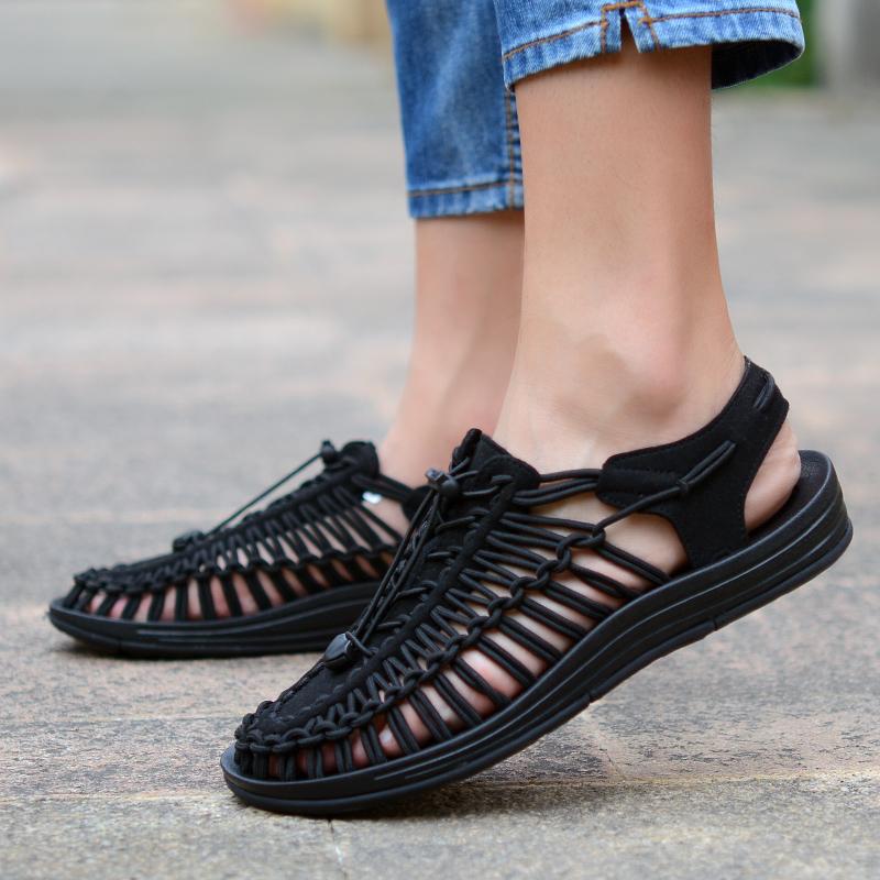 Fashion Summer Elastic Sandals Woven Belt Slippers Men Outdoor Soft-soled Sports Sandals Non-slip Shoe Fashion Casual Shoes Beach Sandal